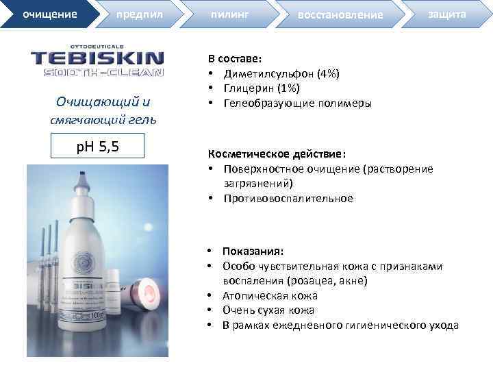 очищение предпил Очищающий и смягчающий гель р. Н 5, 5 пилинг восстановление защита В