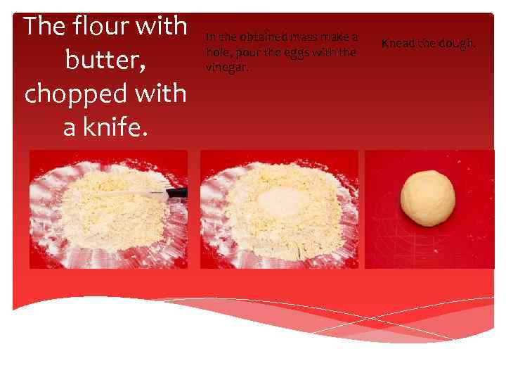 The flour with butter, chopped with a knife. In the obtained mass make a