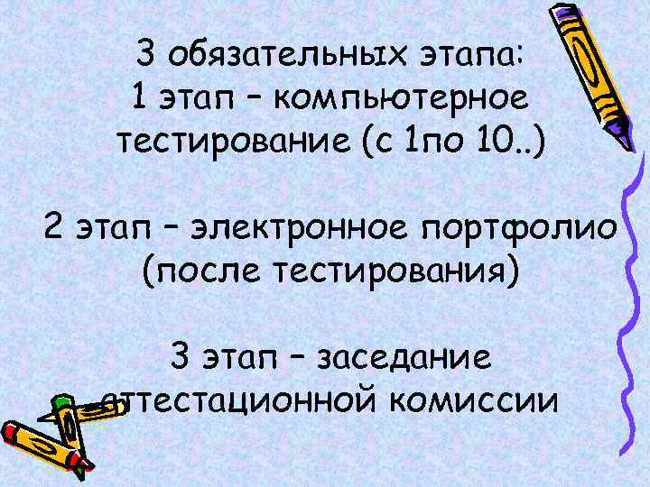 3 обязательных этапа: 1 этап – компьютерное тестирование (с 1 по 10. . )