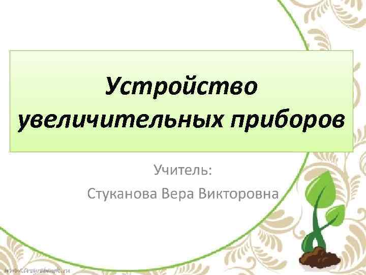 Устройство увеличительных приборов 