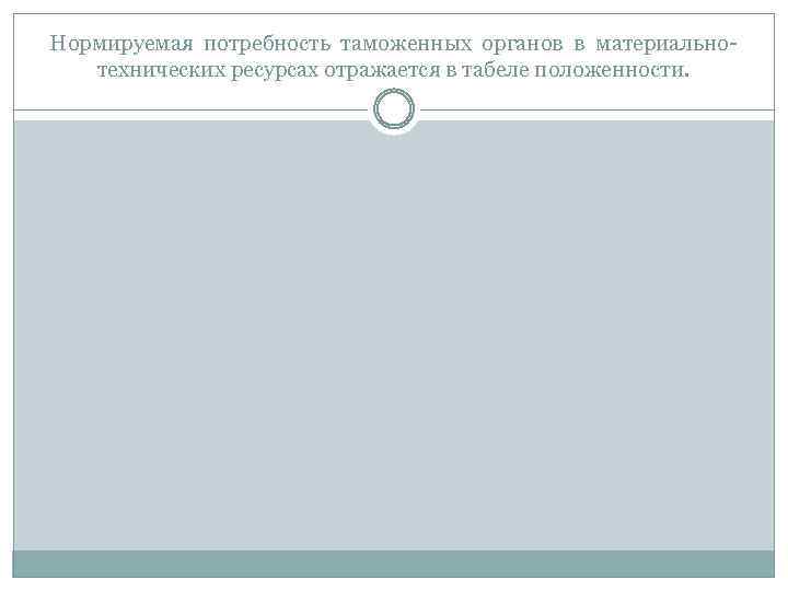 Нормируемая потребность таможенных органов в материальнотехнических ресурсах отражается в табеле положенности. 