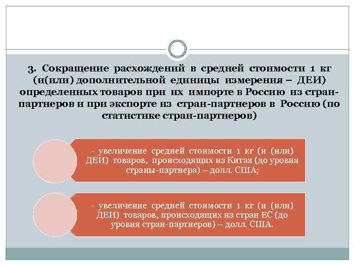 3. Сокращение расхождений в средней стоимости 1 кг (и(или) дополнительной единицы измерения – ДЕИ)