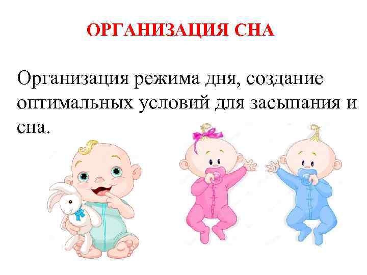 ОРГАНИЗАЦИЯ СНА Организация режима дня, создание оптимальных условий для засыпания и сна. 