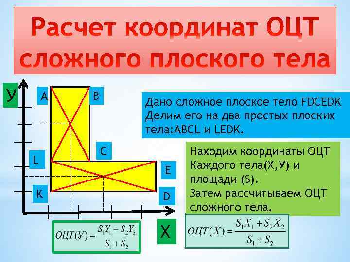 Определение центра сложной фигуры