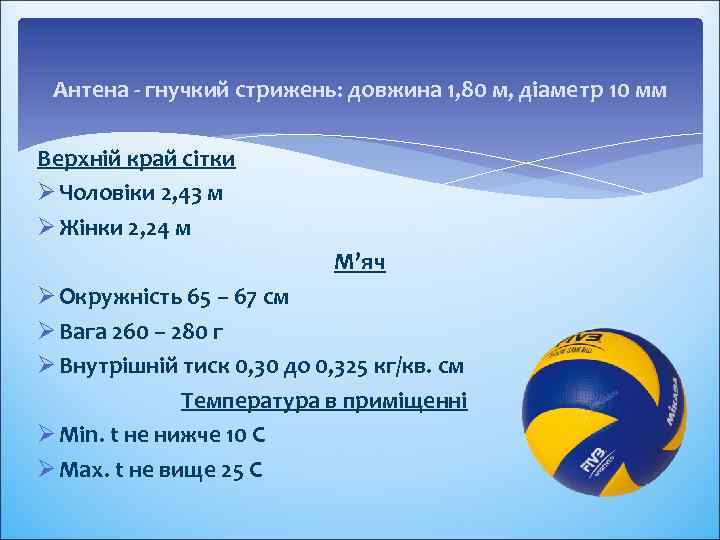 Антена - гнучкий стрижень: довжина 1, 80 м, діаметр 10 мм Верхній край сітки