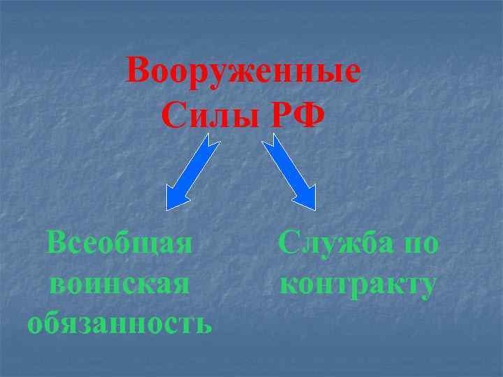 Вооруженные Силы РФ Всеобщая воинская обязанность Служба по контракту 