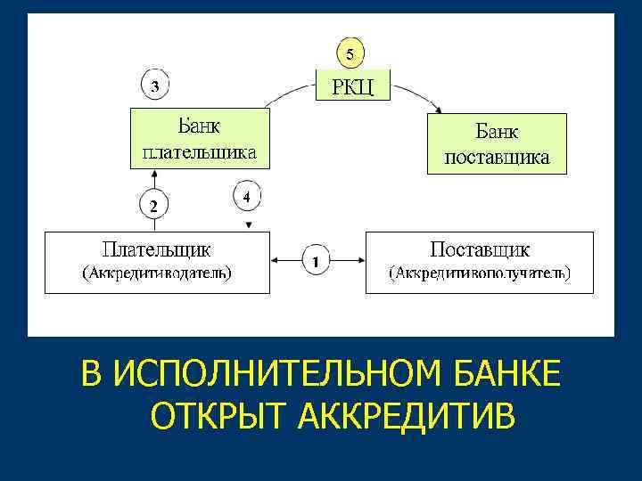 В ИСПОЛНИТЕЛЬНОМ БАНКЕ ОТКРЫТ АККРЕДИТИВ 