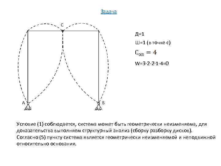 Задача C Д=1 Ш=1 (в точке с) W=3∙ 2 -2∙ 1 -4=0 A B