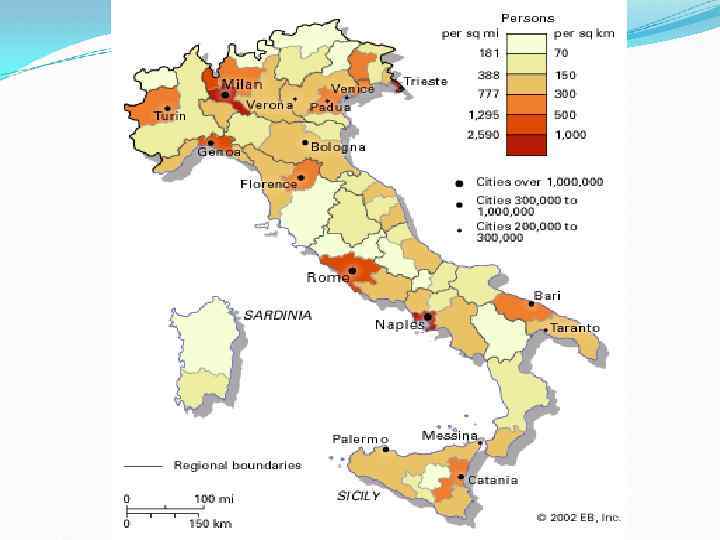 Какие народы населяли италию. Карта плотности Италии. Плотность населения Италии.