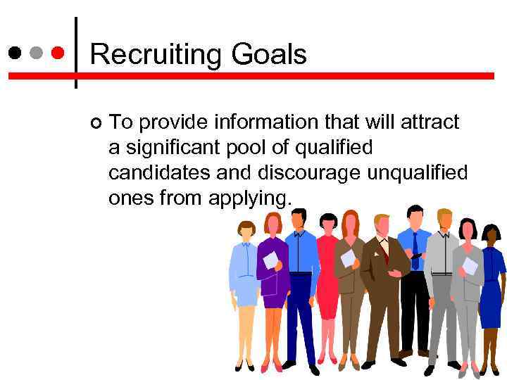 Recruiting Goals To provide information that will attract a significant pool of qualified candidates