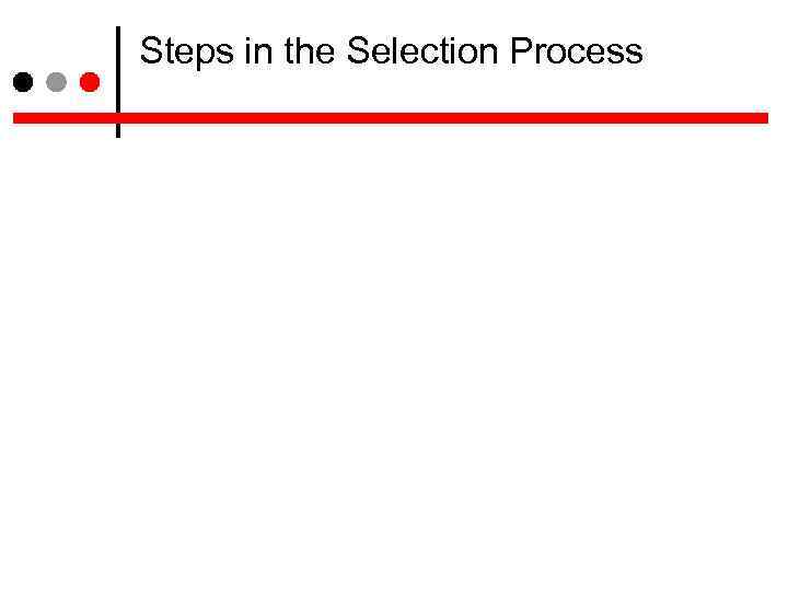 Steps in the Selection Process 