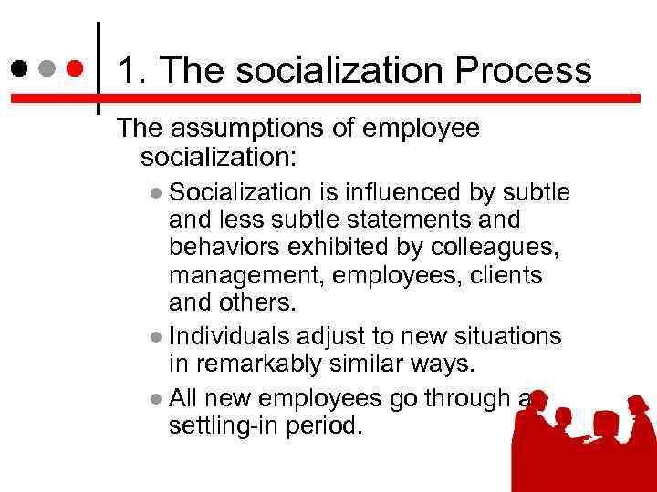 1. The socialization Process The assumptions of employee socialization: Socialization is influenced by subtle