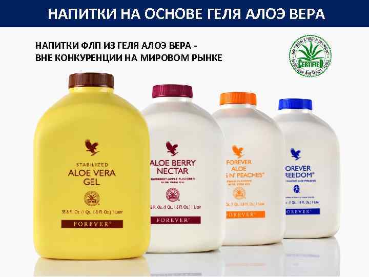 НАПИТКИ НА ОСНОВЕ ГЕЛЯ АЛОЭ ВЕРА НАПИТКИ ФЛП ИЗ ГЕЛЯ АЛОЭ ВЕРА ВНЕ КОНКУРЕНЦИИ