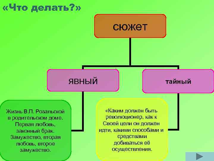  «Что делать? » сюжет явный Жизнь В. П. Розальской в родительском доме. Первая