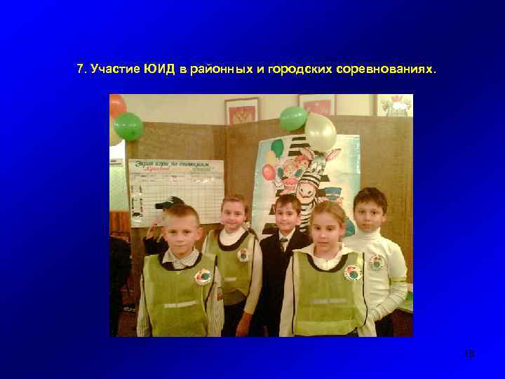 7. Участие ЮИД в районных и городских соревнованиях. 18 