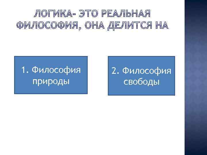 1. Философия природы 2. Философия свободы 