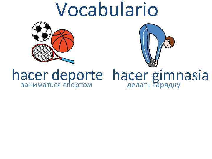 Vocabulario hacer deporte hacer gimnasia заниматься спортом делать зарядку 