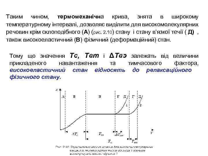 Таким чином, термомеханічна крива, знята в широкому температурному інтервалі, дозволяє виділити для високомолекулярних речовин