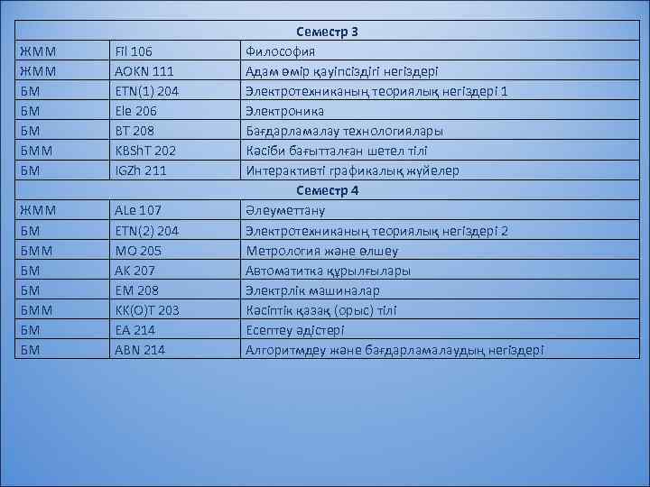 ЖММ БМ БМ Fil 106 AOKN 111 ETN(1) 204 Ele 206 BT 208 KBSh.