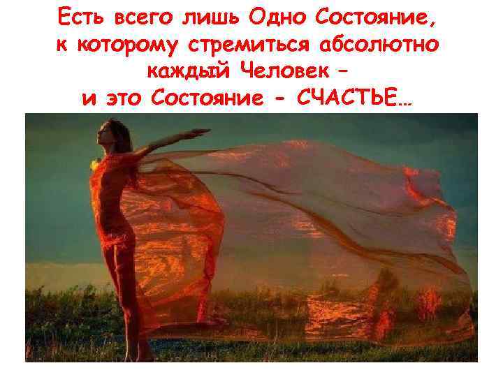 Есть всего лишь Одно Состояние, к которому стремиться абсолютно каждый Человек – и это