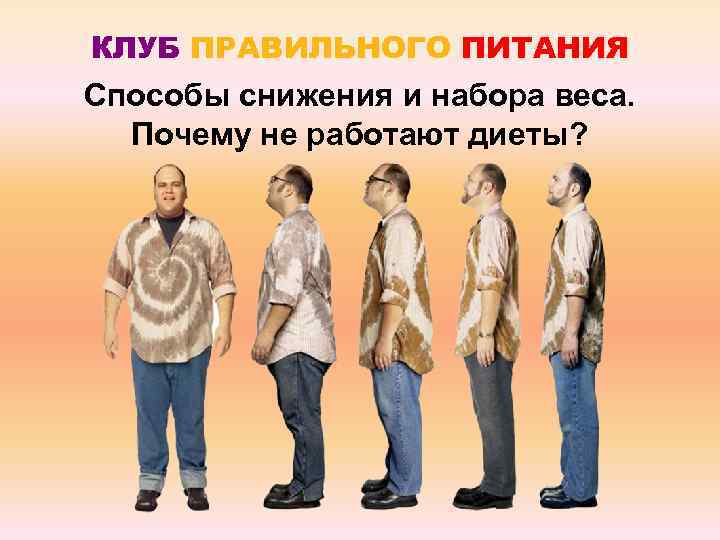 КЛУБ ПРАВИЛЬНОГО ПИТАНИЯ Способы снижения и набора веса. Почему не работают диеты? 