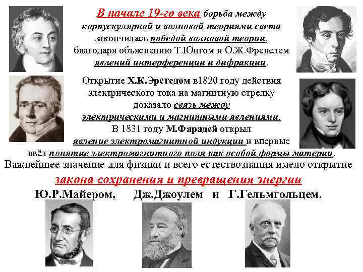В начале 19 -го века борьба между корпускулярной и волновой теориями света закончилась победой