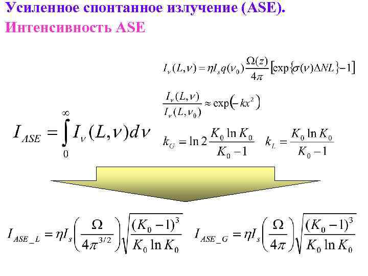 Усиленное спонтанное излучение (ASE). Интенсивность ASE 