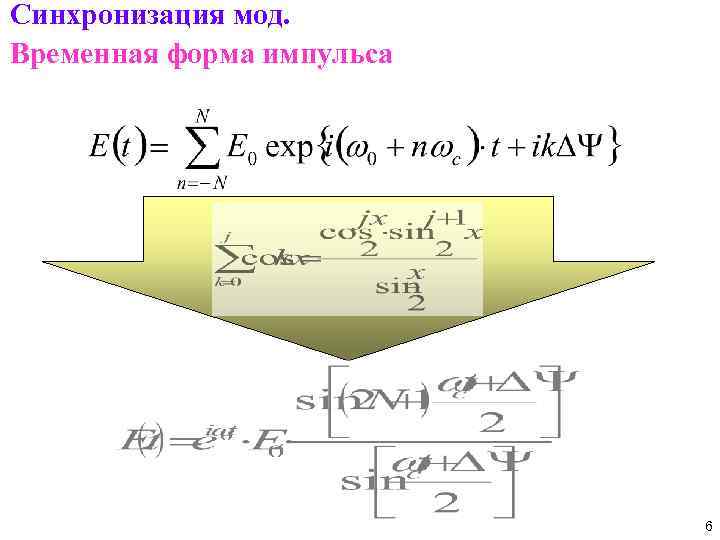 Синхронизация мод. Временная форма импульса 6 