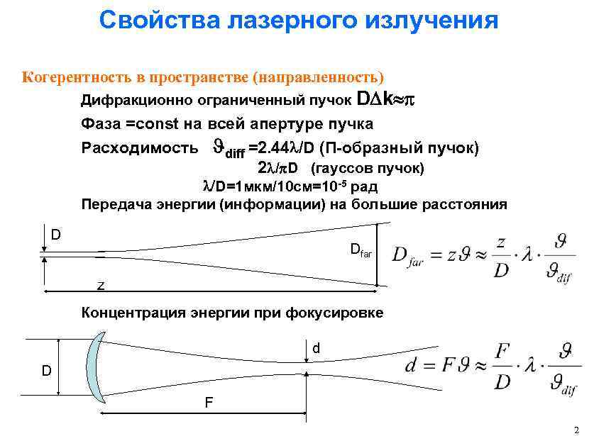 Свойства лазера