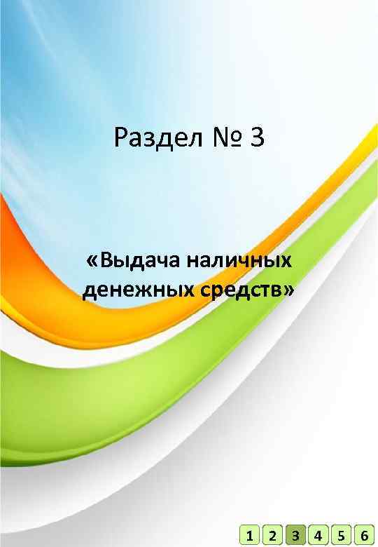 Раздел № 3 «Выдача наличных денежных средств» 1 2 3 4 5 6 10