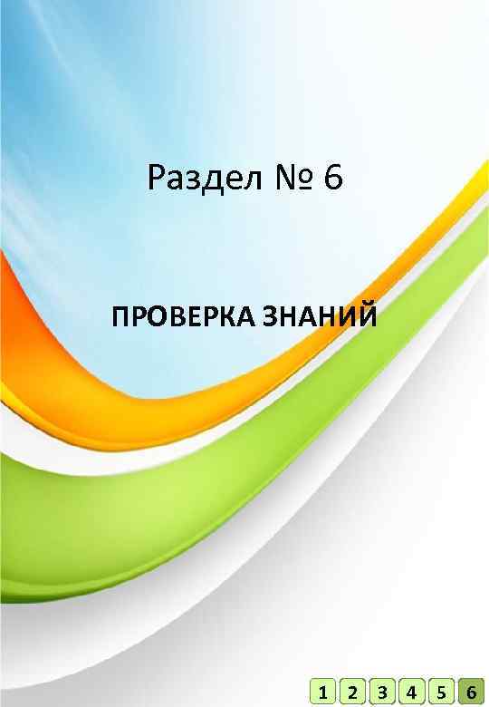 Раздел № 6 ПРОВЕРКА ЗНАНИЙ 1 2 3 4 5 6 26 