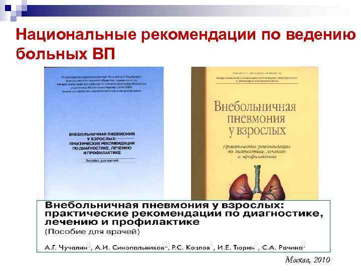 Национальные рекомендации по ведению больных ВП Москва, 2010 