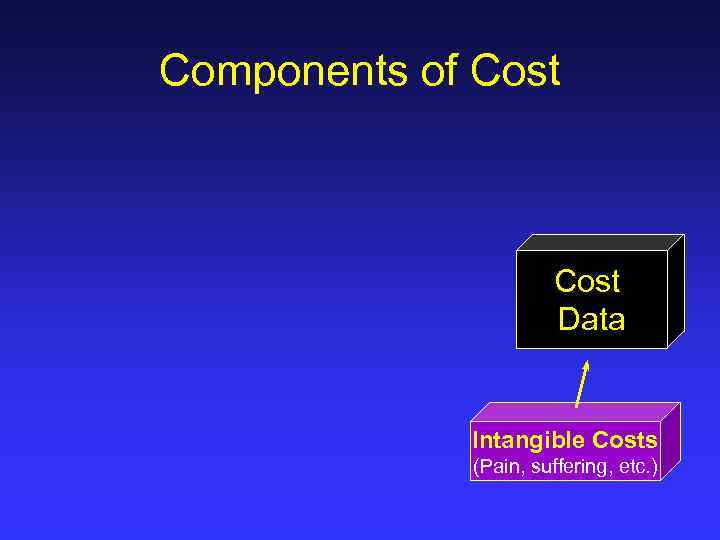 Components of Cost Data Intangible Costs (Pain, suffering, etc. ) 
