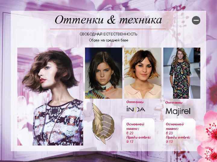 Оттенки & техника СВОБОДНАЯ ЕСТЕСТВЕННОСТЬ Образ на средней базе Оттенки Основной нюанс: 6. 23