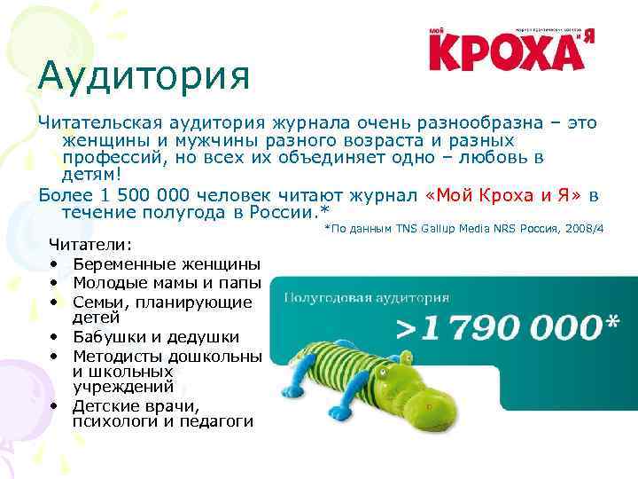 Аудитория Читательская аудитория журнала очень разнообразна – это женщины и мужчины разного возраста и