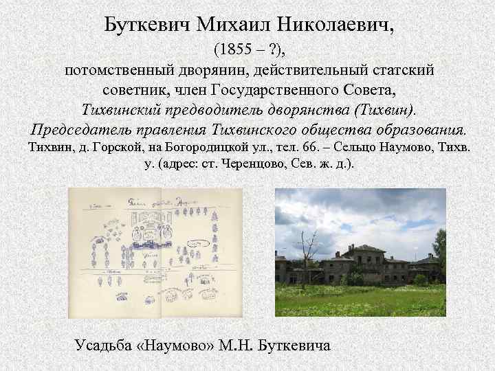 Буткевич Михаил Николаевич, (1855 – ? ), потомственный дворянин, действительный статский советник, член Государственного