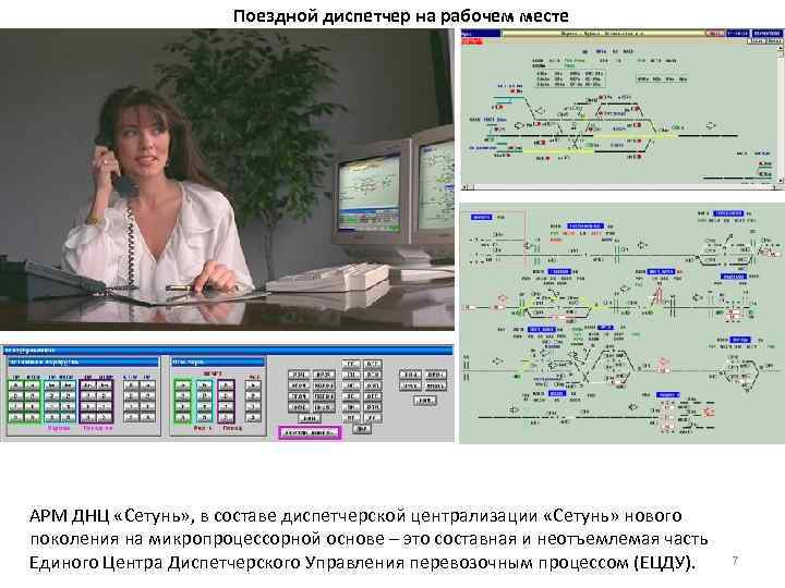 Поездной диспетчер на рабочем месте АРМ ДНЦ «Сетунь» , в составе диспетчерской централизации «Сетунь»