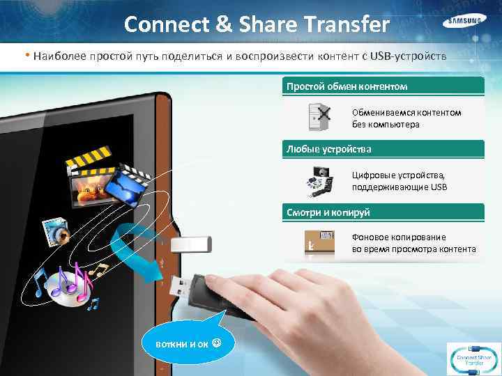 Connect & Share Transfer • Наиболее простой путь поделиться и воспроизвести контент с USB-устройств