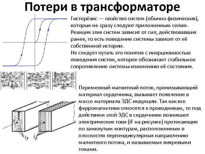 Потери в трансформаторе Гистере зис — свойство систем (обычно физических), которые не сразу следуют