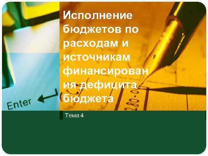 Исполнение бюджетов по расходам и источникам финансирован ия дефицита бюджета Тема 4 