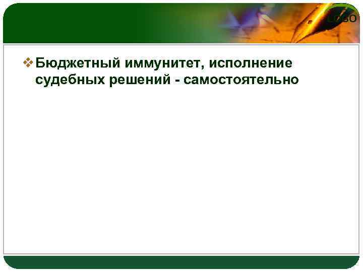 LOGO v Бюджетный иммунитет, исполнение судебных решений - самостоятельно 