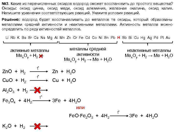 Оксид железа 3 и водород реакция