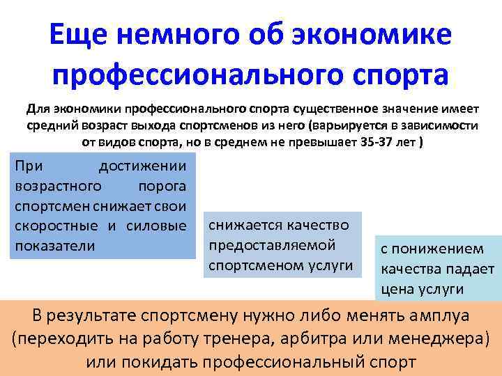 Еще немного об экономике профессионального спорта Для экономики профессионального спорта существенное значение имеет средний