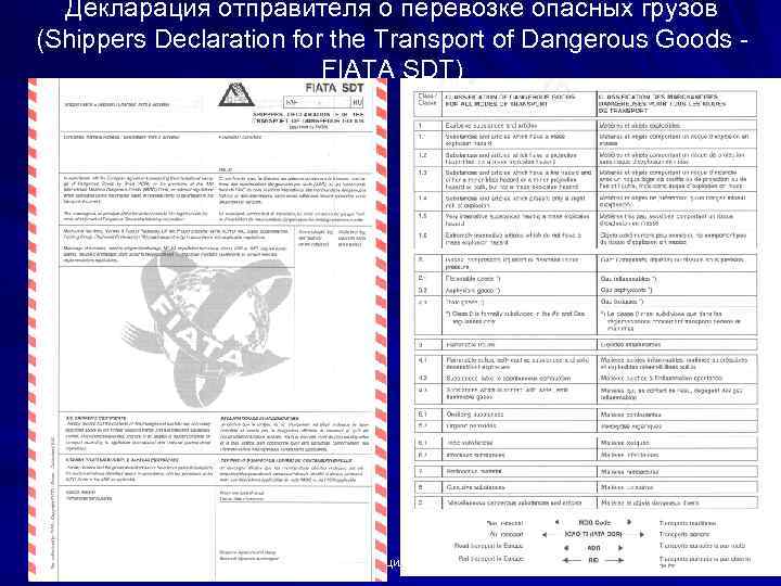 Декларация отправителя о перевозке опасных грузов (Shippers Declaration for the Transport of Dangerous Goods