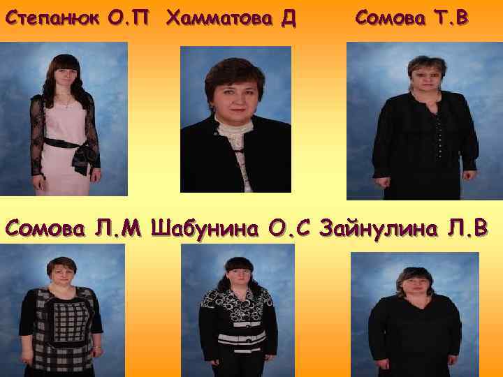 Степанюк О. П Хамматова Д Сомова Т. В Сомова Л. М Шабунина О. С