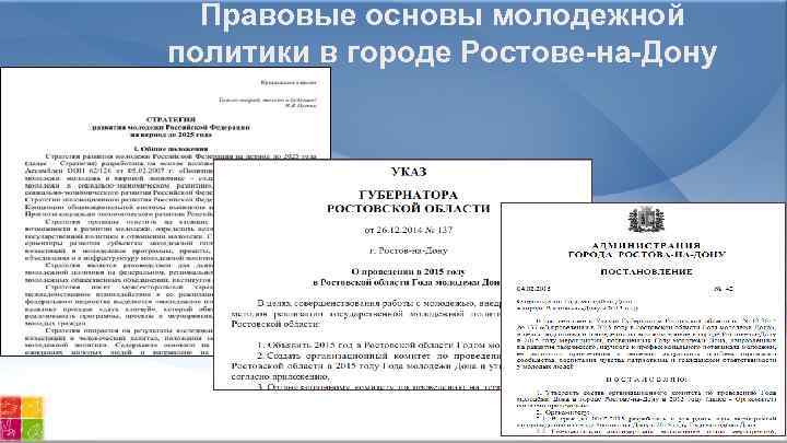 Правовые основы молодежной политики в городе Ростове-на-Дону 