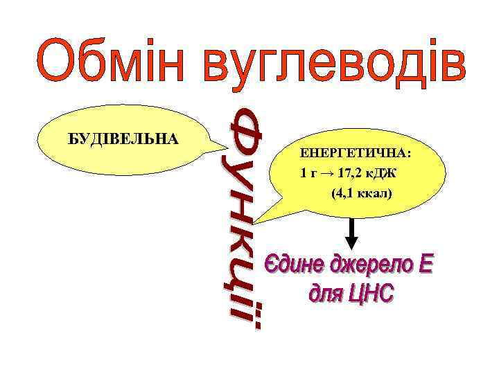 БУДІВЕЛЬНА ЕНЕРГЕТИЧНА: 1 г → 17, 2 к. ДЖ (4, 1 ккал) 