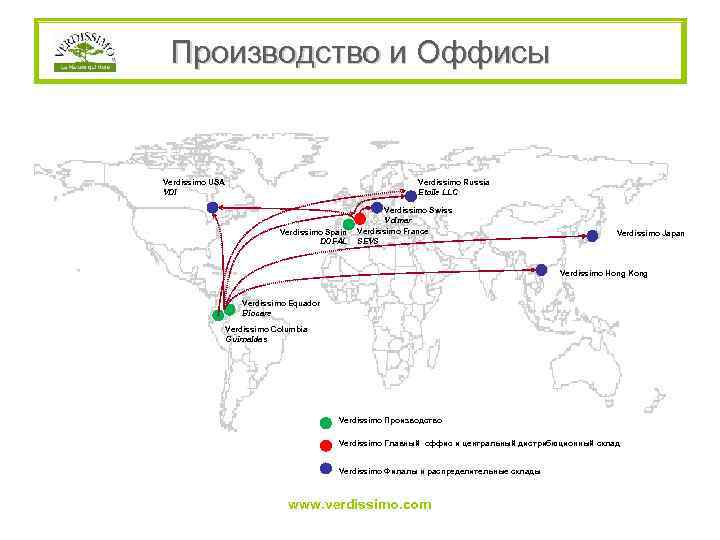 Производство и Оффисы Verdissimo USA VDI Verdissimo Russia Etoile LLC Verdissimo Spain DOFAL Verdissimo