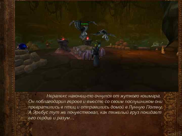 Нералекс наконец-то очнулся от жуткого кошмара. Он поблагодарил героев и вместе со своим послушником