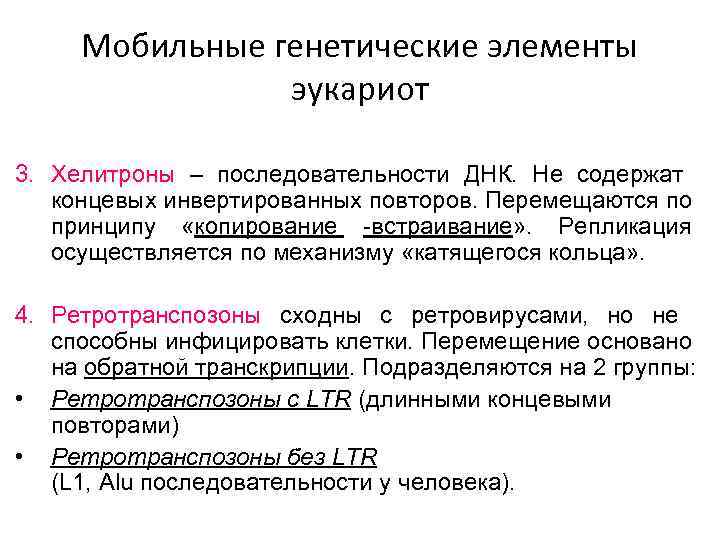 Мобильные генетические элементы эукариот 3. Хелитроны – последовательности ДНК. Не содержат концевых инвертированных повторов.